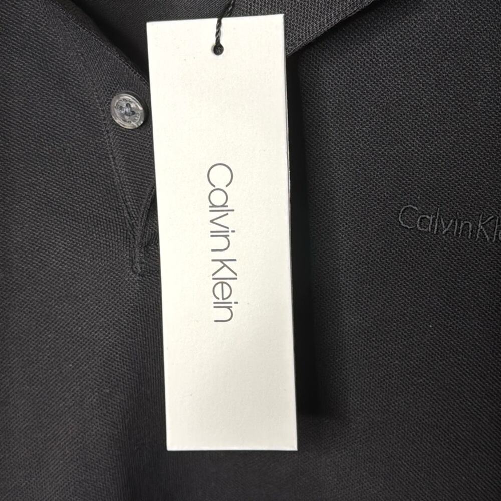 NWT Calvin Klein Jeans Black With Black Logo Polo Shirt Size X-Small - Picture 4 of 5